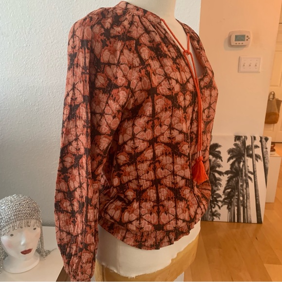 Anthropologie Porridge Peasant Blouse. Spliced neck with tassel tie. 100% cotton - Picture 7 of 15